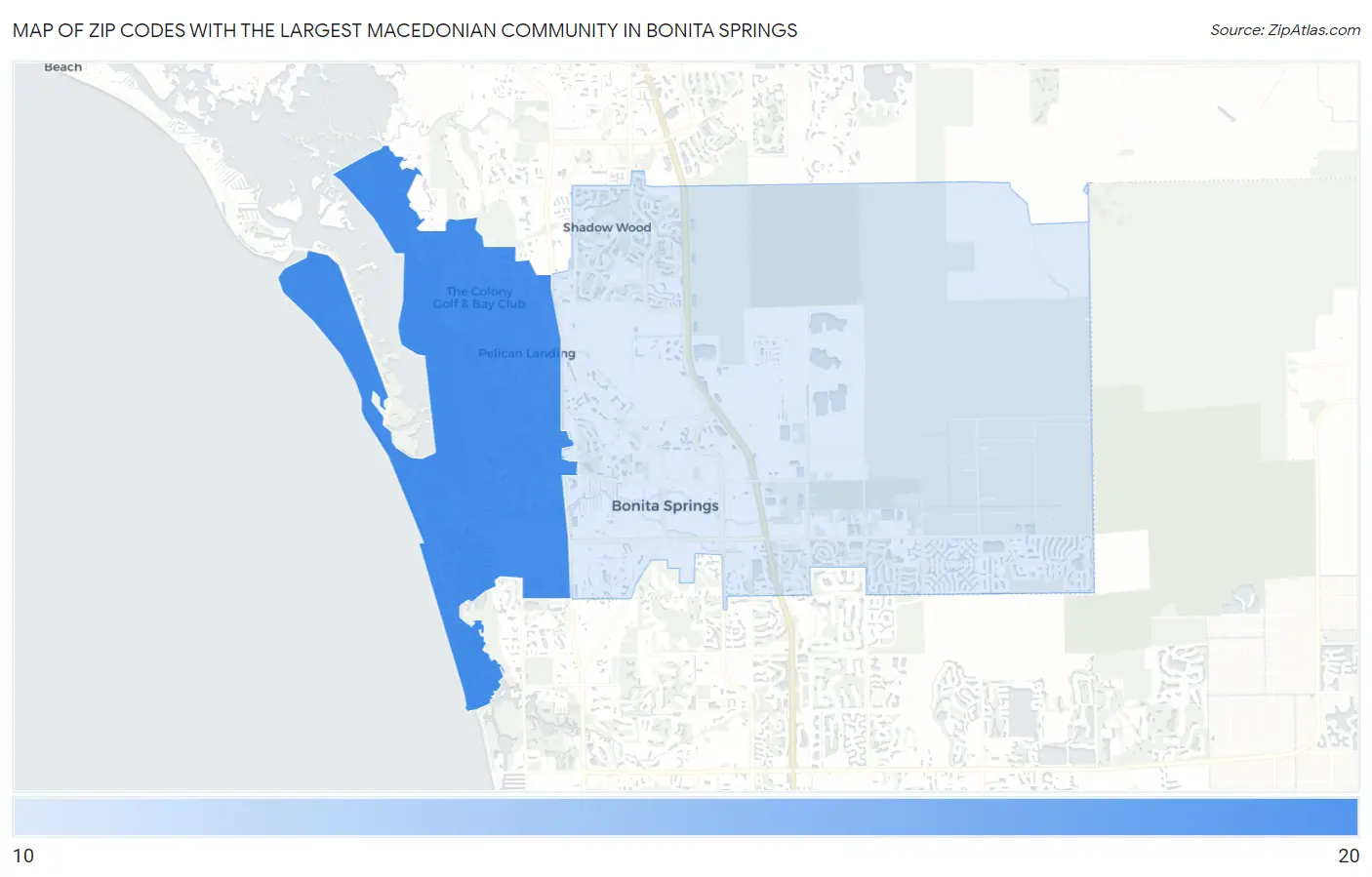 Zip Codes with the Largest Macedonian Community in Bonita Springs Map
