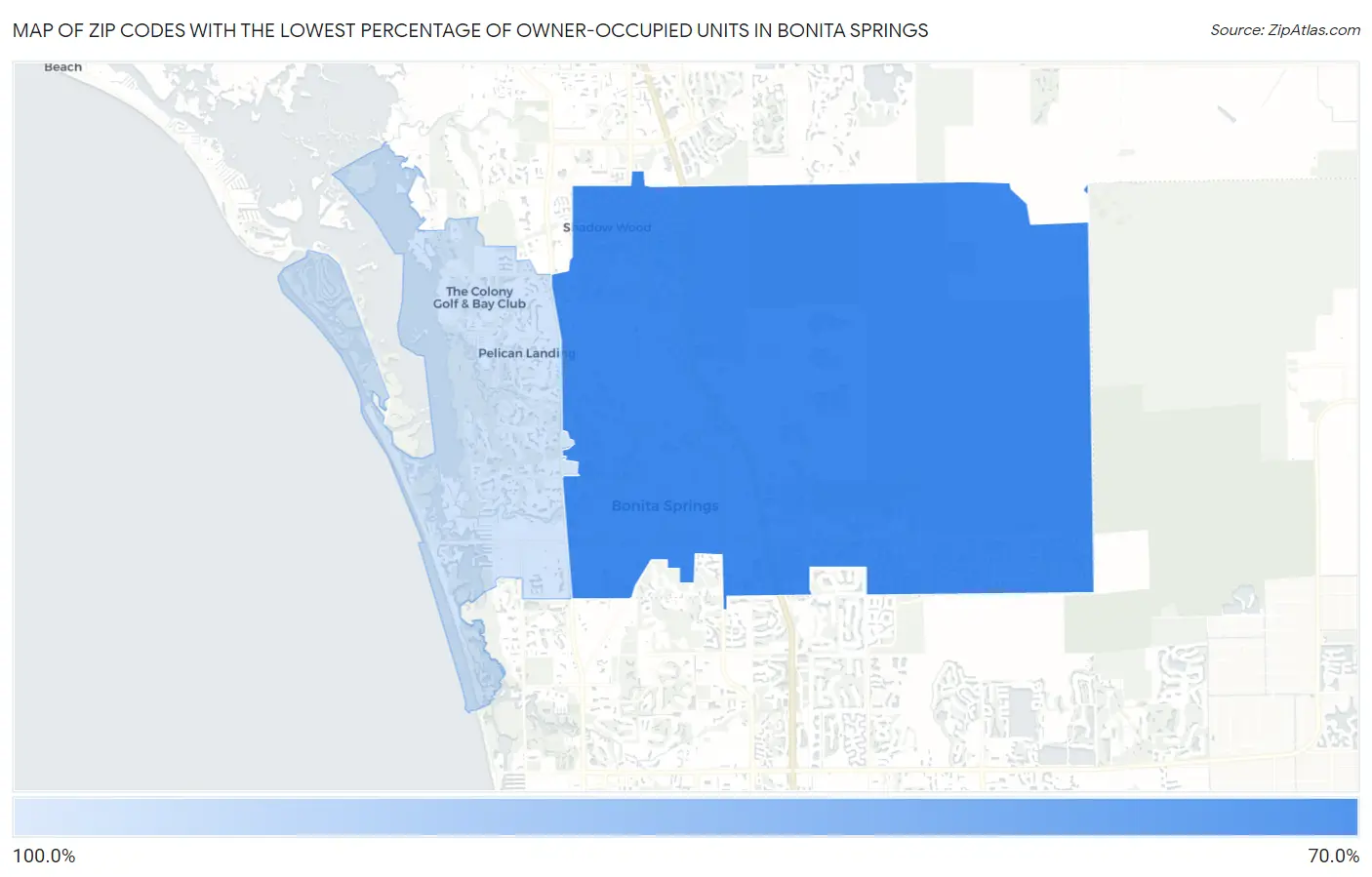 Zip Codes with the Lowest Percentage of Owner-Occupied Units in Bonita Springs Map
