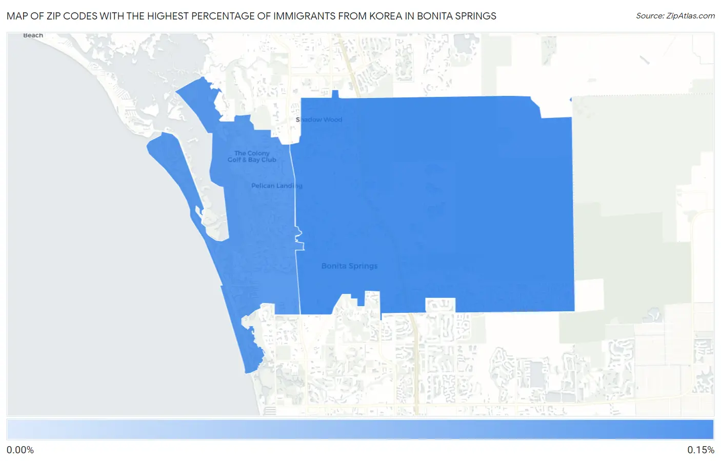 Zip Codes with the Highest Percentage of Immigrants from Korea in Bonita Springs Map