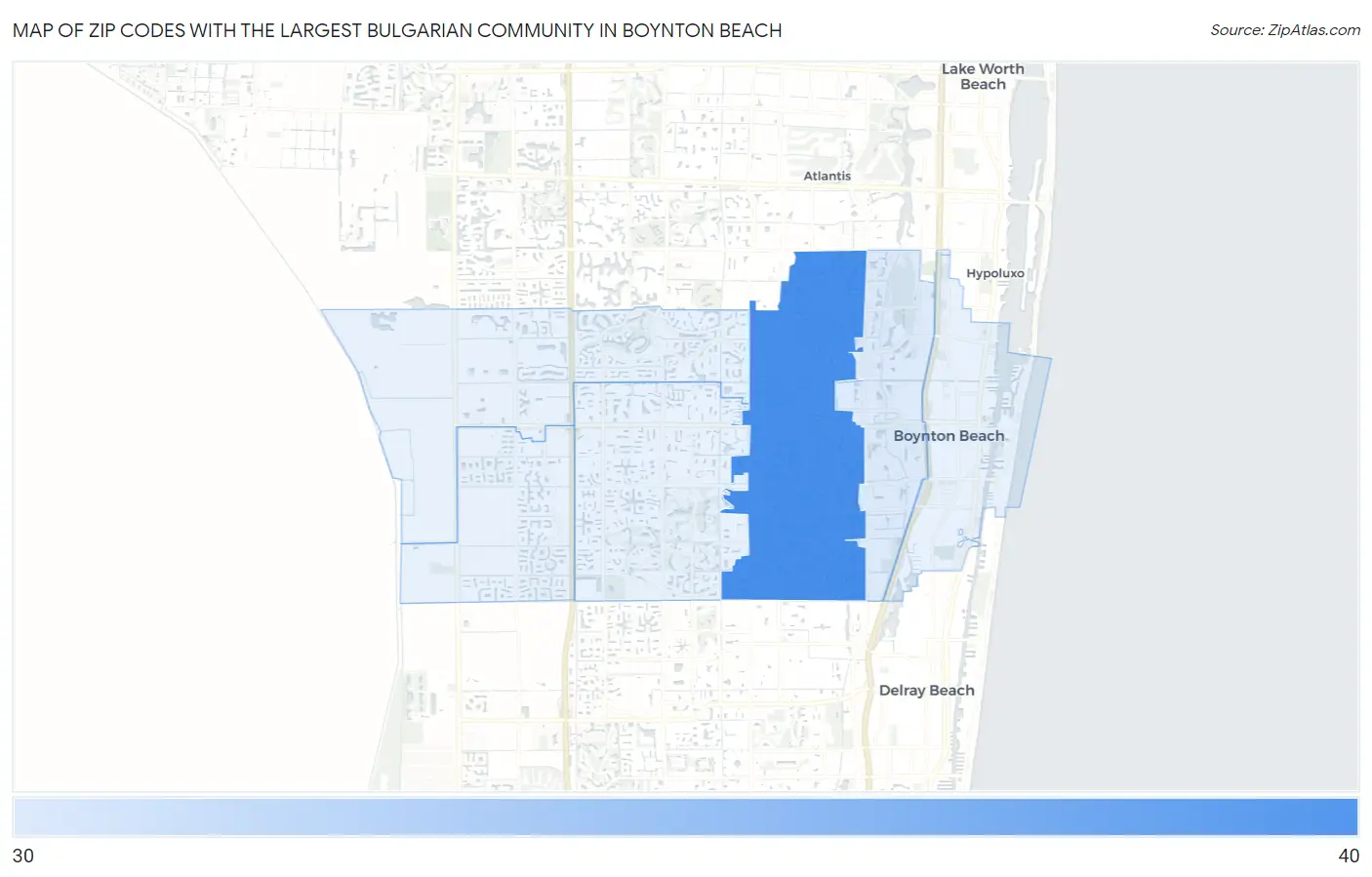 Zip Codes with the Largest Bulgarian Community in Boynton Beach Map