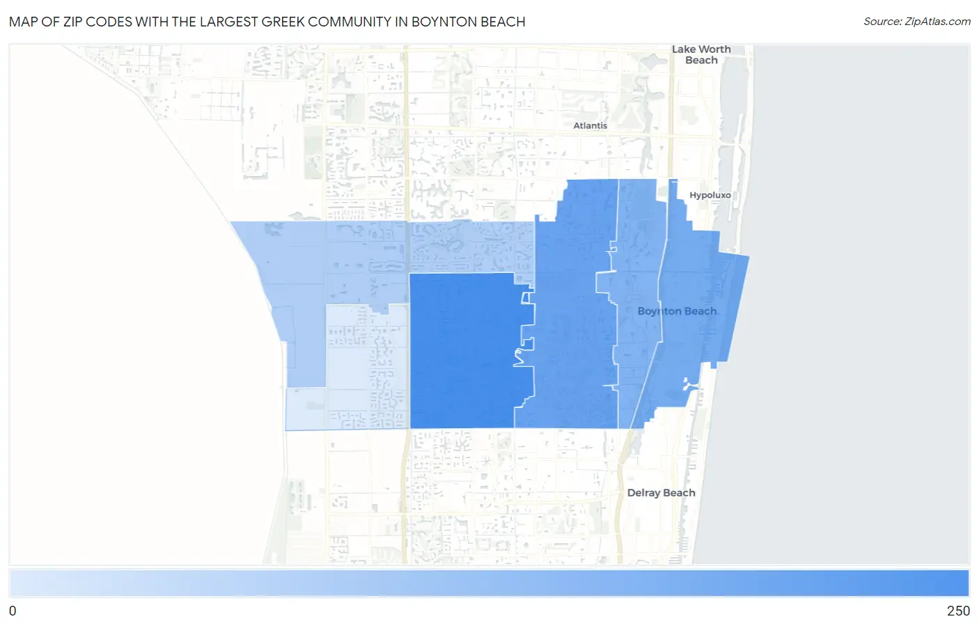 Zip Codes with the Largest Greek Community in Boynton Beach Map
