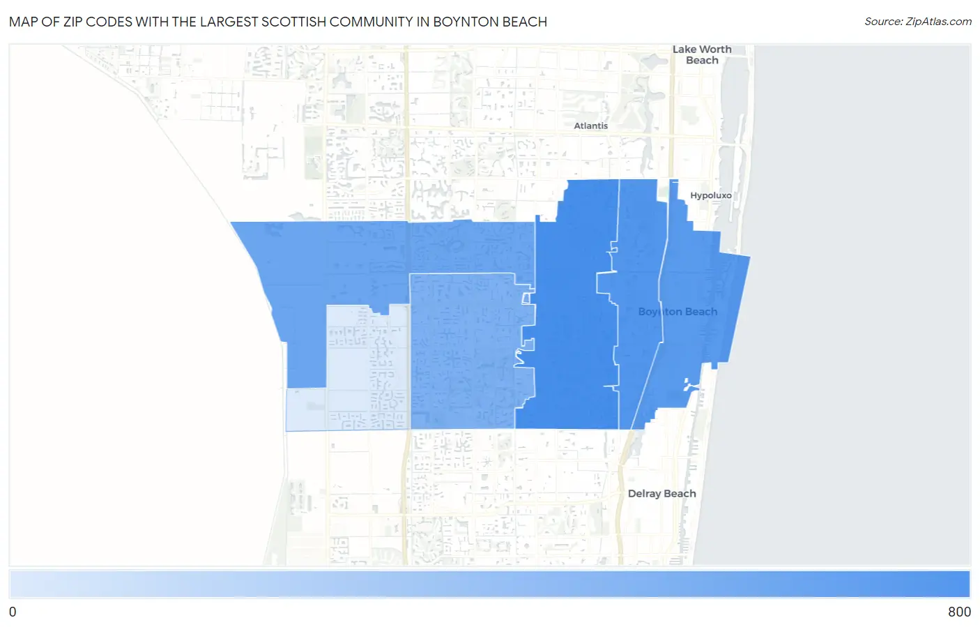 Zip Codes with the Largest Scottish Community in Boynton Beach Map