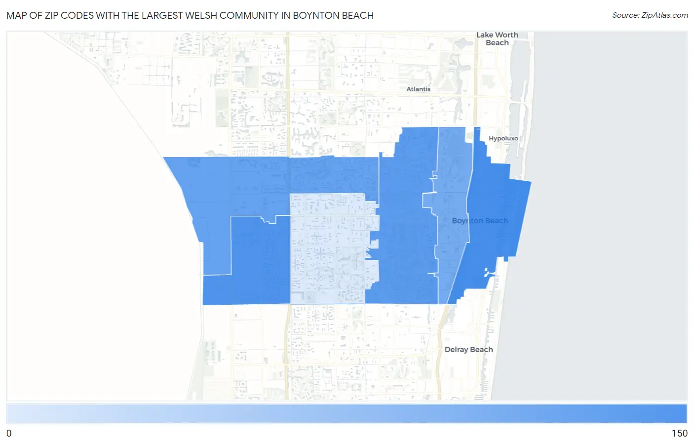 Zip Codes with the Largest Welsh Community in Boynton Beach Map