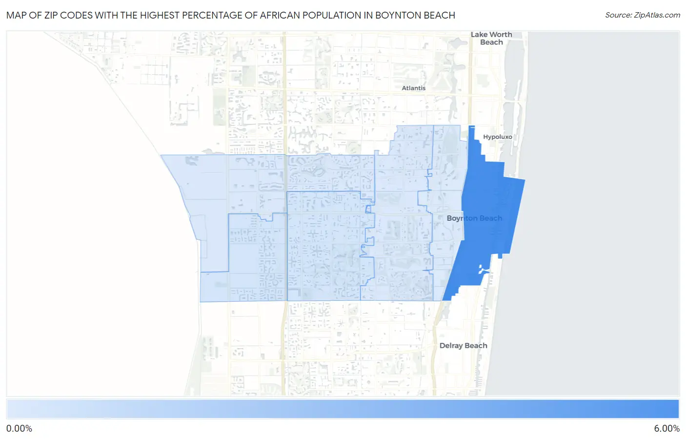 Zip Codes with the Highest Percentage of African Population in Boynton Beach Map