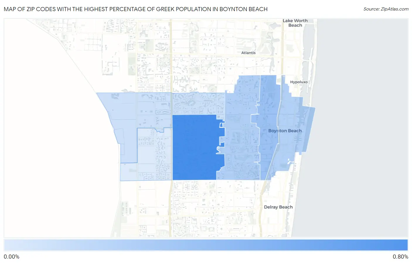 Zip Codes with the Highest Percentage of Greek Population in Boynton Beach Map