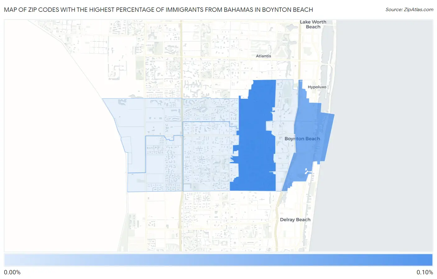 Zip Codes with the Highest Percentage of Immigrants from Bahamas in Boynton Beach Map