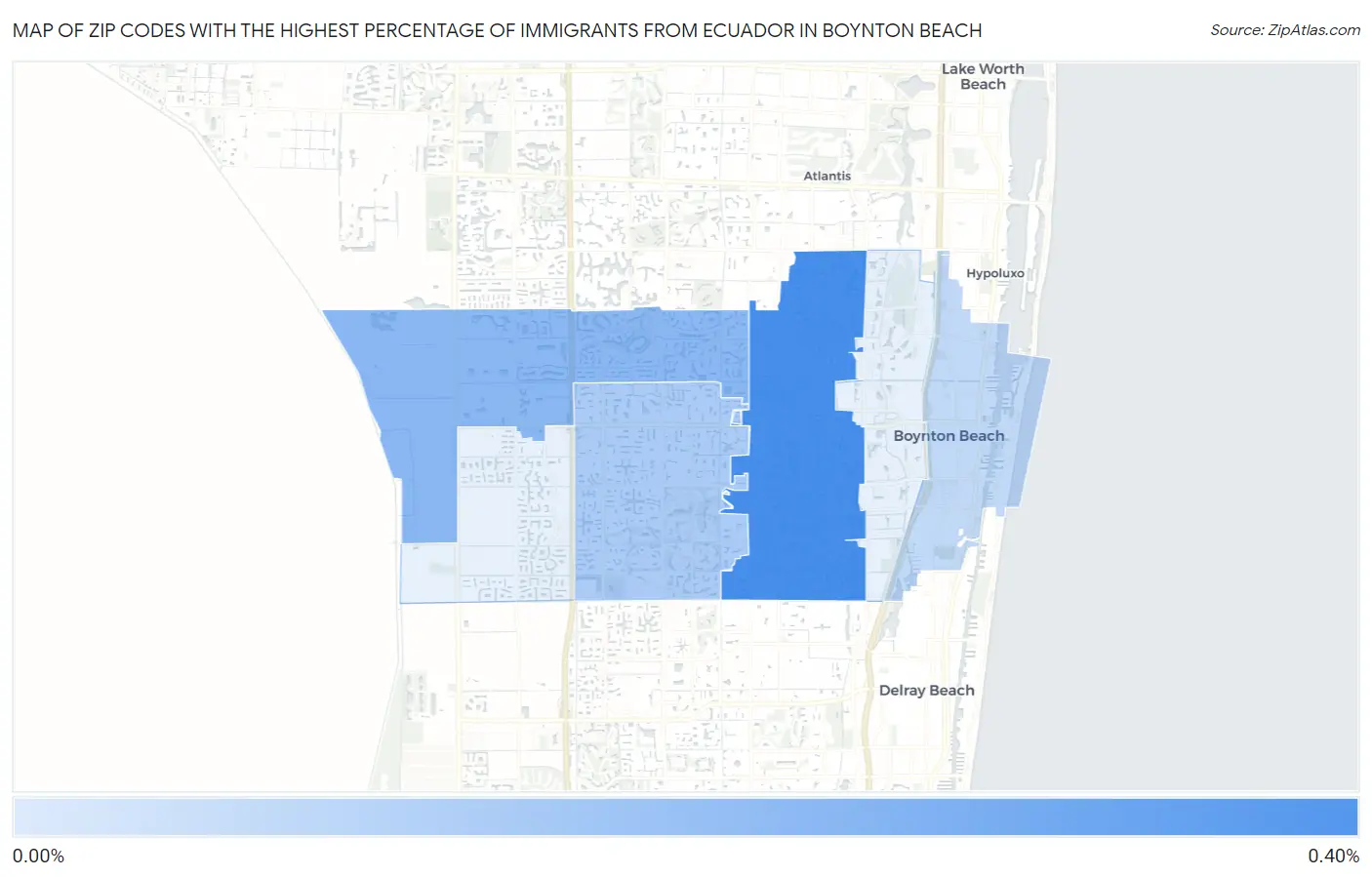 Zip Codes with the Highest Percentage of Immigrants from Ecuador in Boynton Beach Map