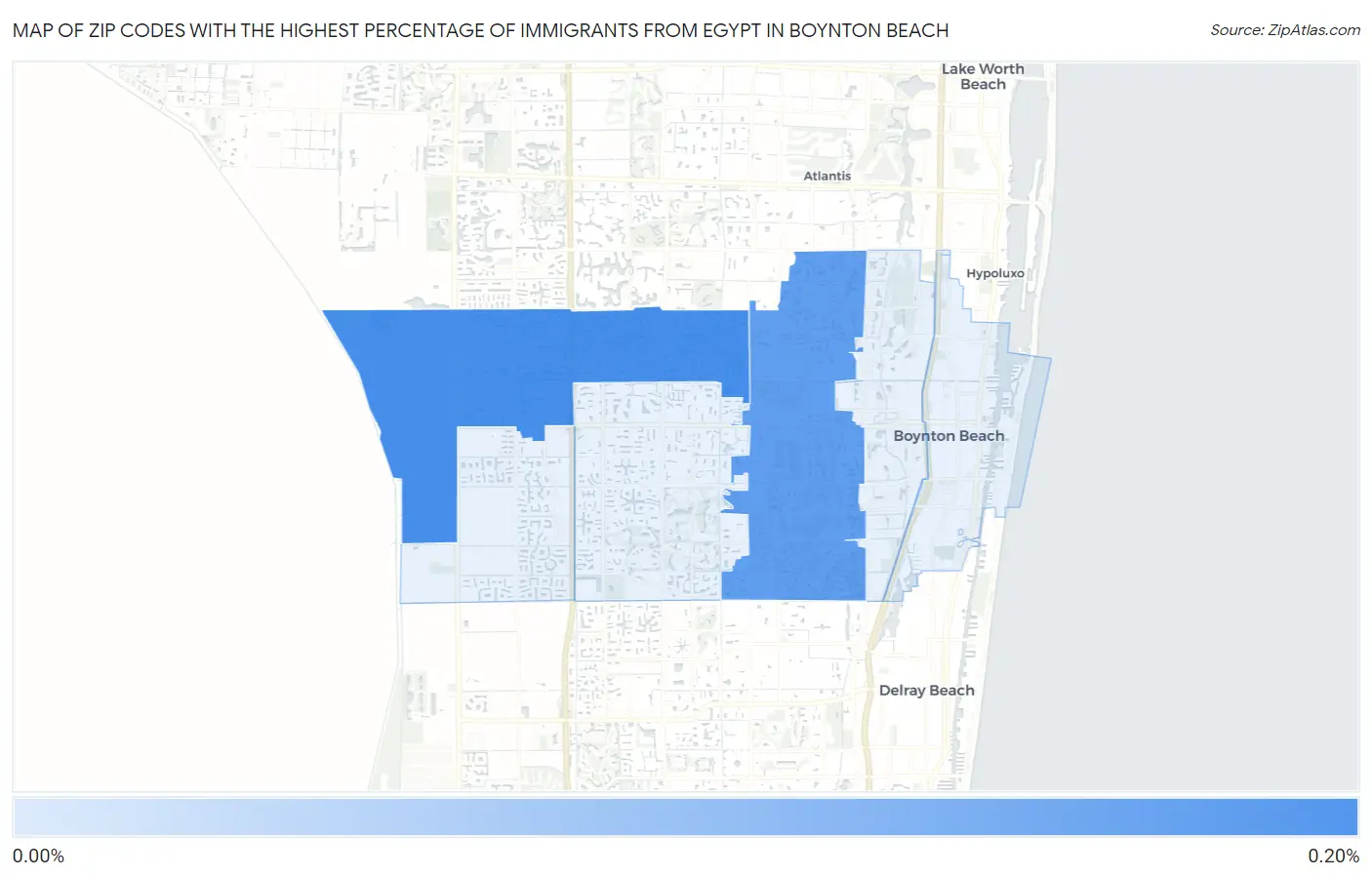 Zip Codes with the Highest Percentage of Immigrants from Egypt in Boynton Beach Map