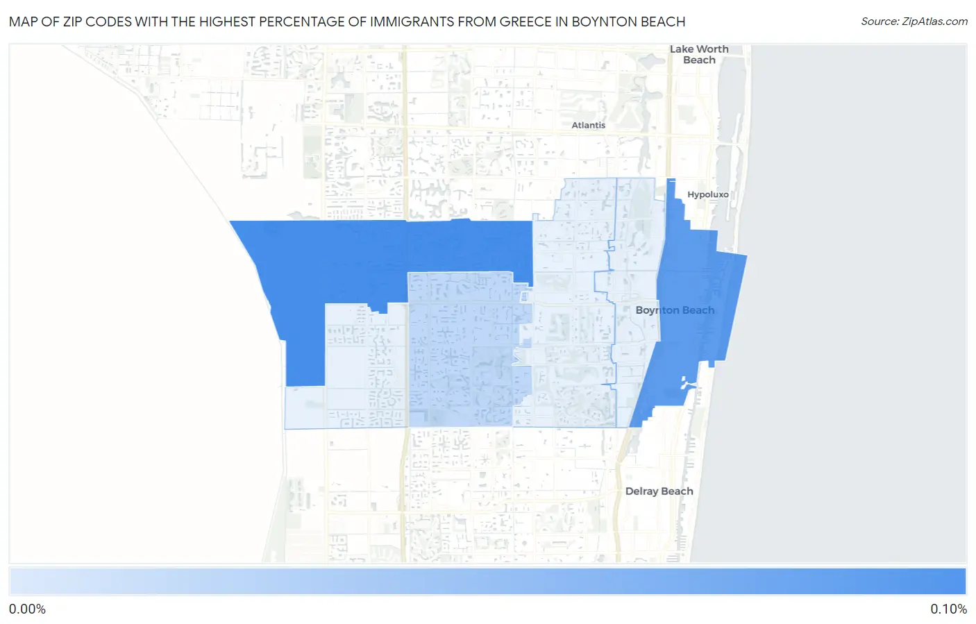 Zip Codes with the Highest Percentage of Immigrants from Greece in Boynton Beach Map