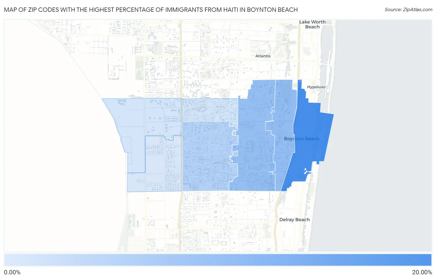 Zip Codes with the Highest Percentage of Immigrants from Haiti in Boynton Beach Map