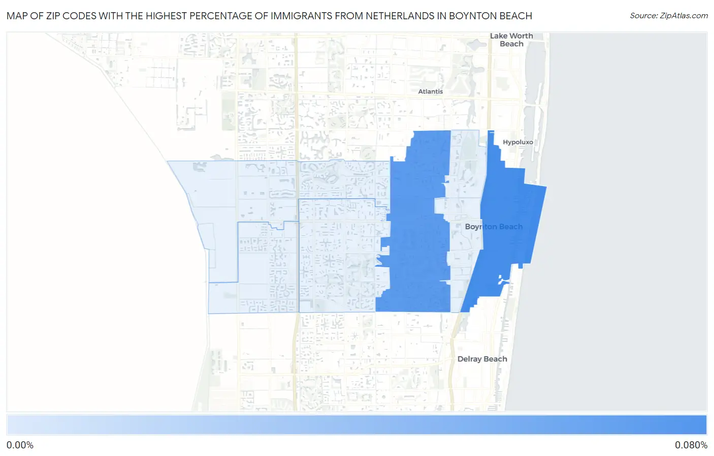 Zip Codes with the Highest Percentage of Immigrants from Netherlands in Boynton Beach Map