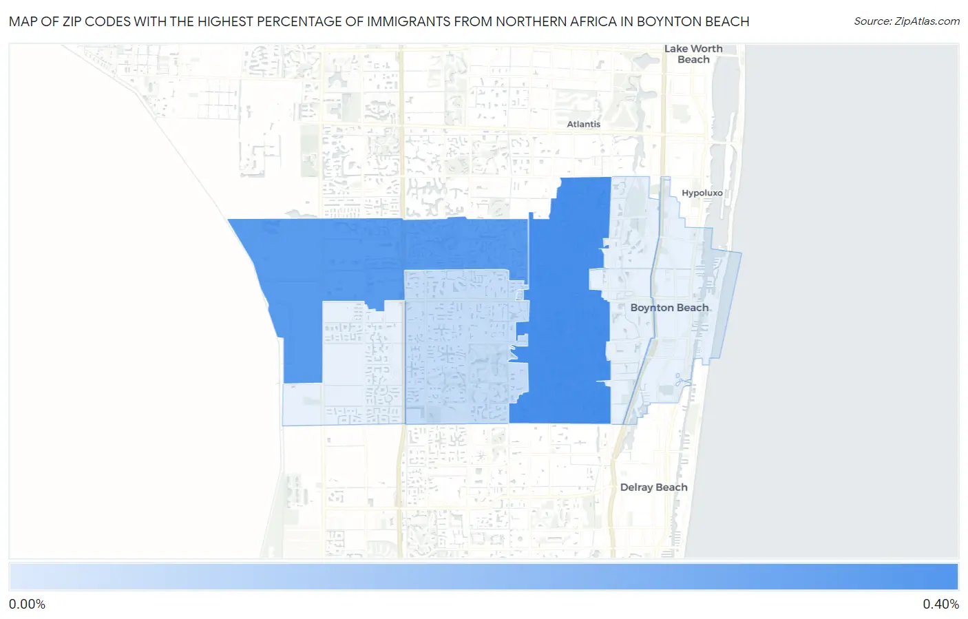 Zip Codes with the Highest Percentage of Immigrants from Northern Africa in Boynton Beach Map