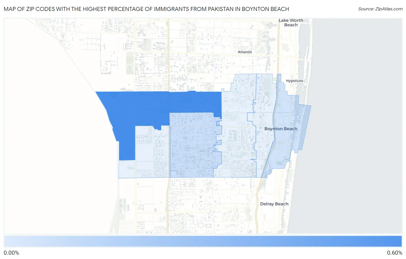 Zip Codes with the Highest Percentage of Immigrants from Pakistan in Boynton Beach Map