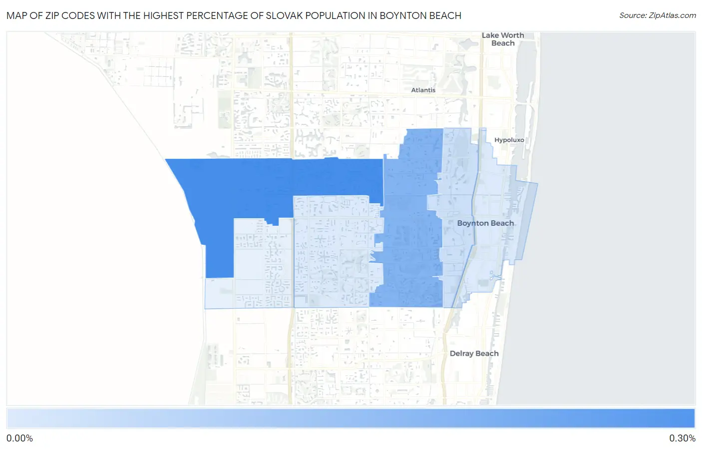 Zip Codes with the Highest Percentage of Slovak Population in Boynton Beach Map
