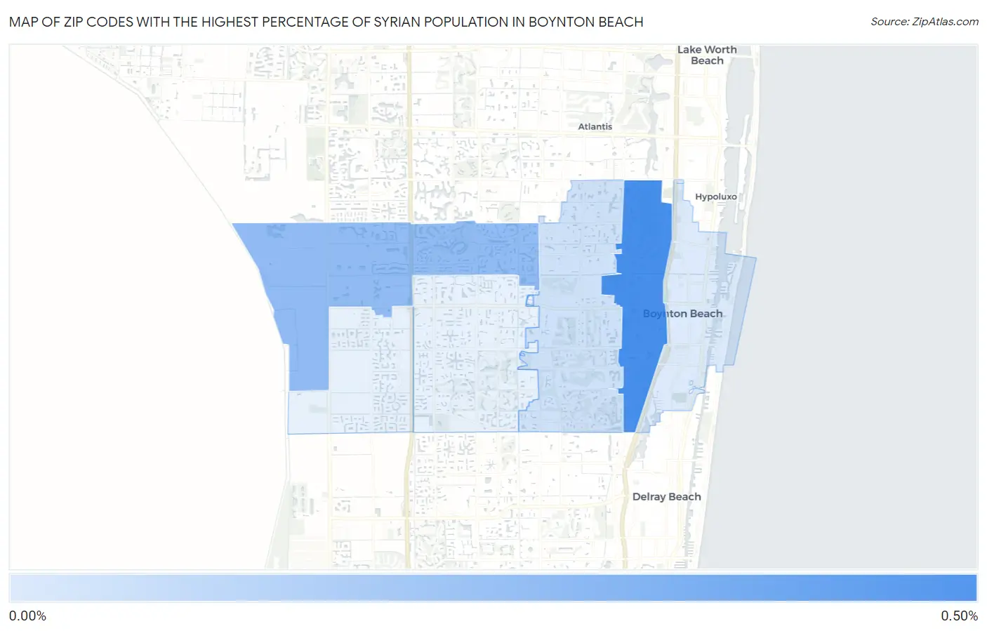 Zip Codes with the Highest Percentage of Syrian Population in Boynton Beach Map