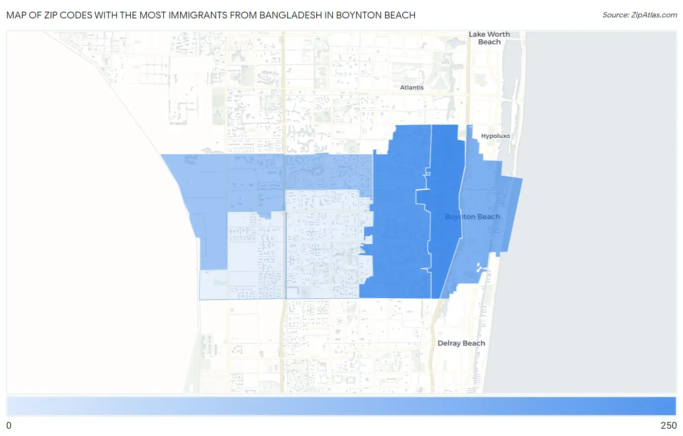 Zip Codes with the Most Immigrants from Bangladesh in Boynton Beach Map