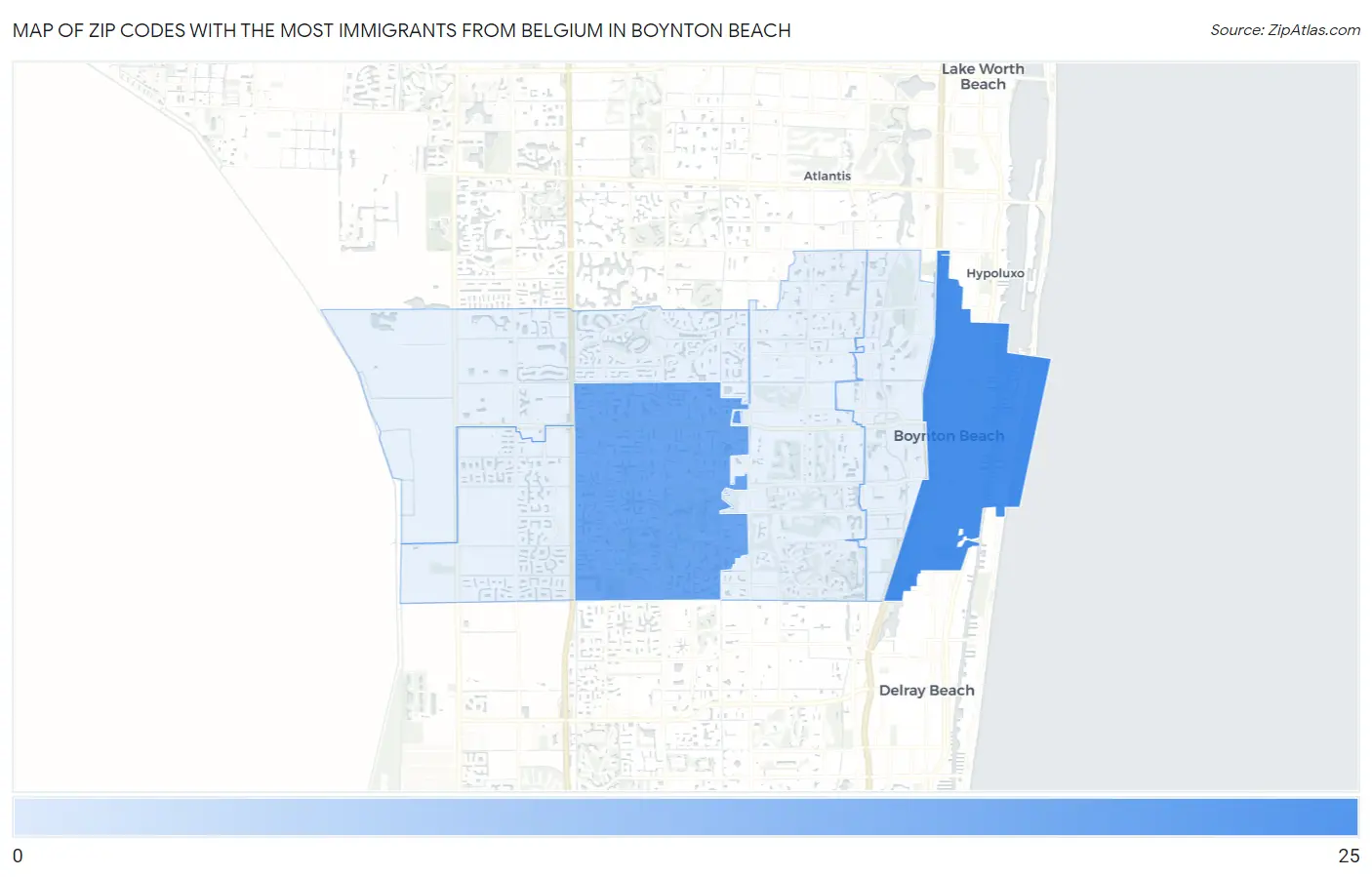 Zip Codes with the Most Immigrants from Belgium in Boynton Beach Map