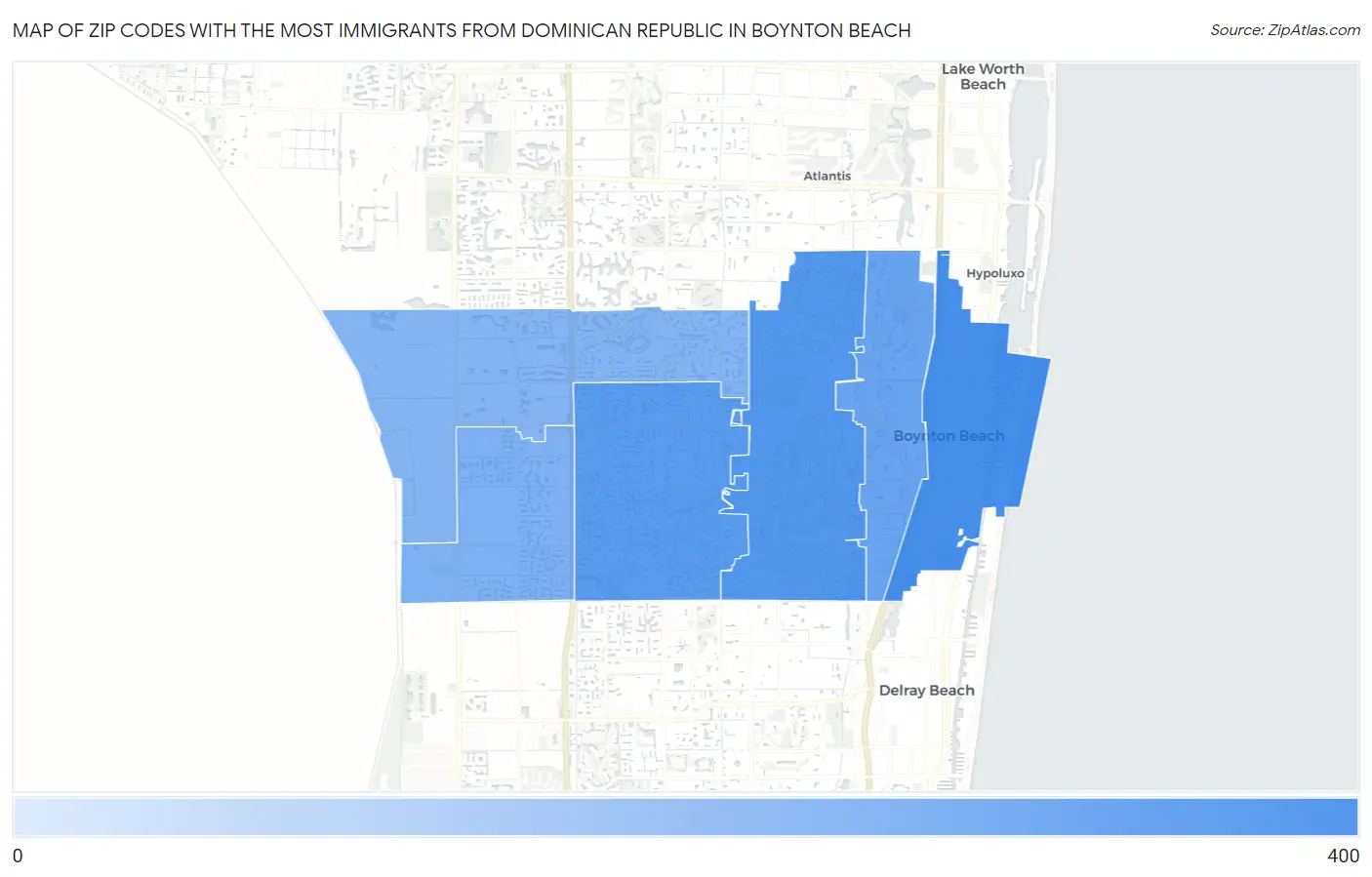 Zip Codes with the Most Immigrants from Dominican Republic in Boynton Beach Map