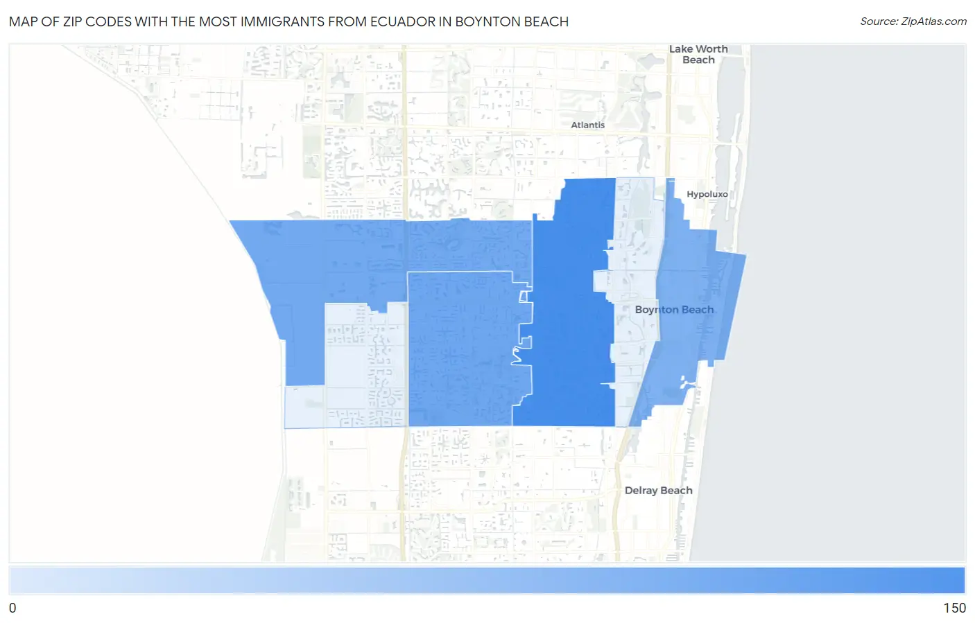 Zip Codes with the Most Immigrants from Ecuador in Boynton Beach Map