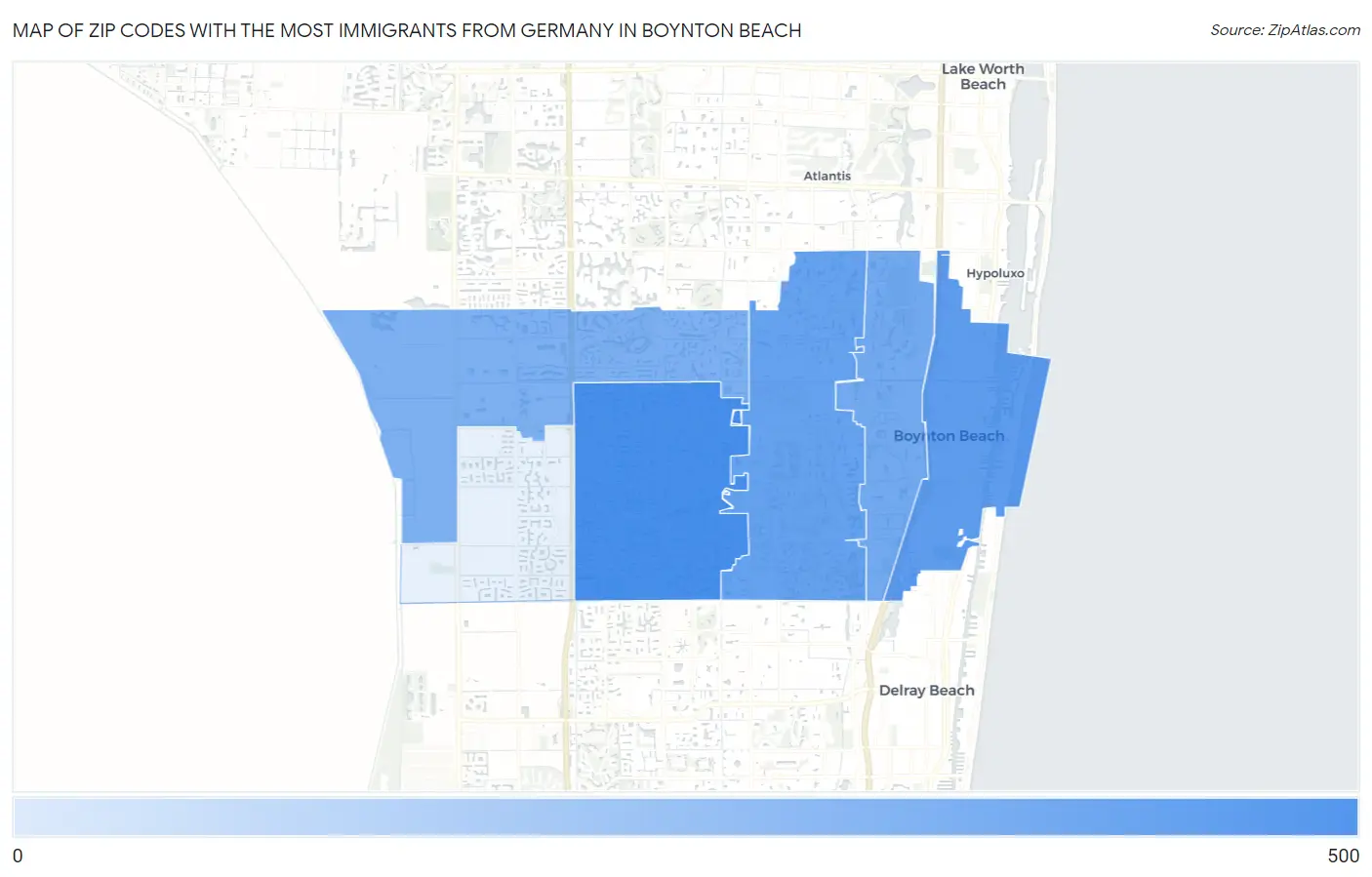 Zip Codes with the Most Immigrants from Germany in Boynton Beach Map