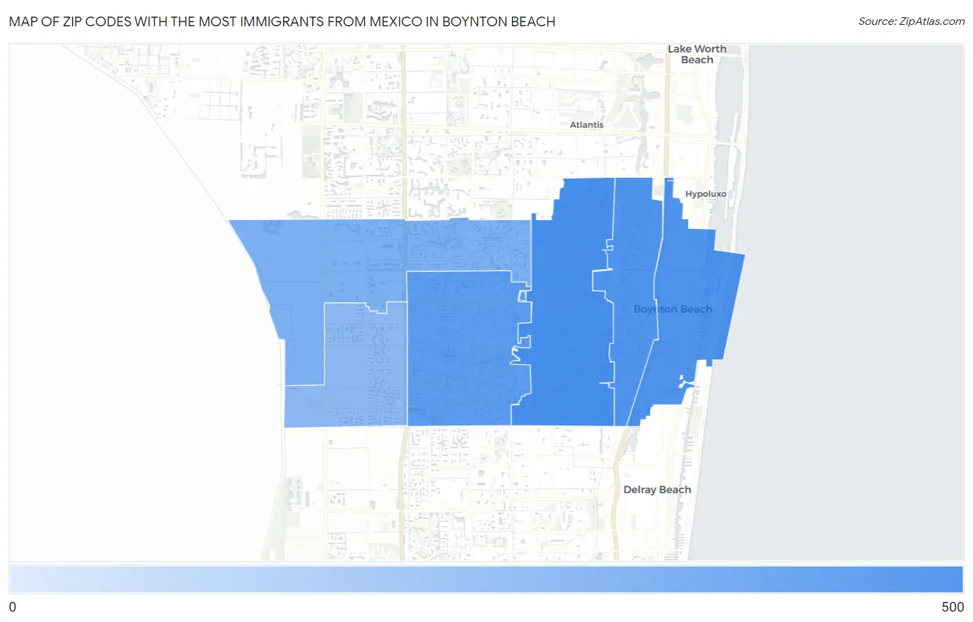 Zip Codes with the Most Immigrants from Mexico in Boynton Beach Map