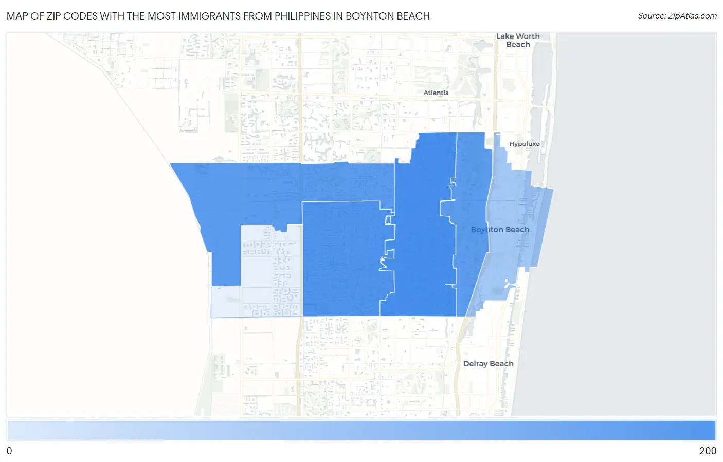 Zip Codes with the Most Immigrants from Philippines in Boynton Beach Map