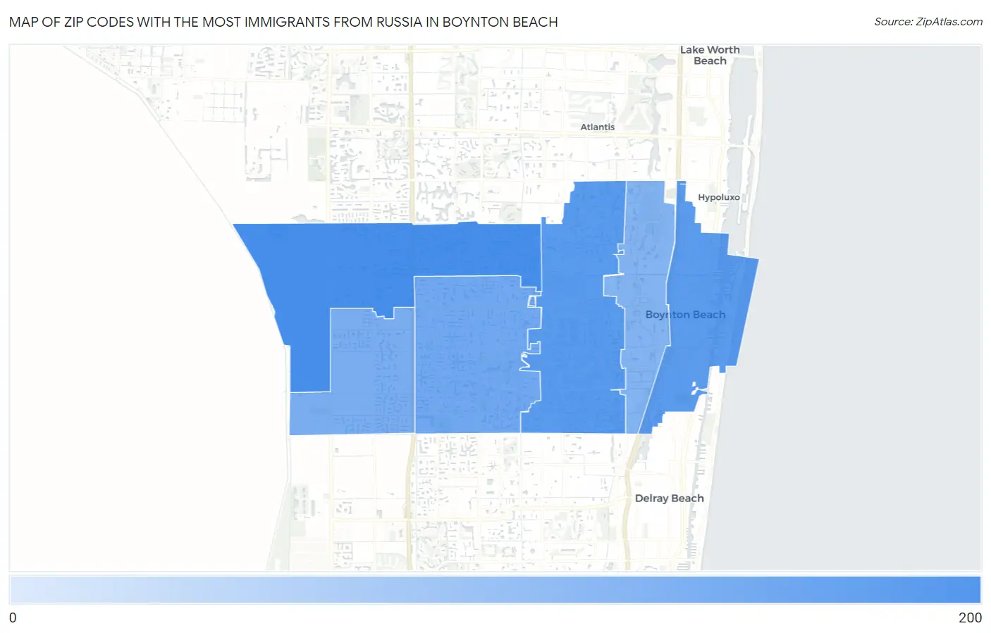 Zip Codes with the Most Immigrants from Russia in Boynton Beach Map