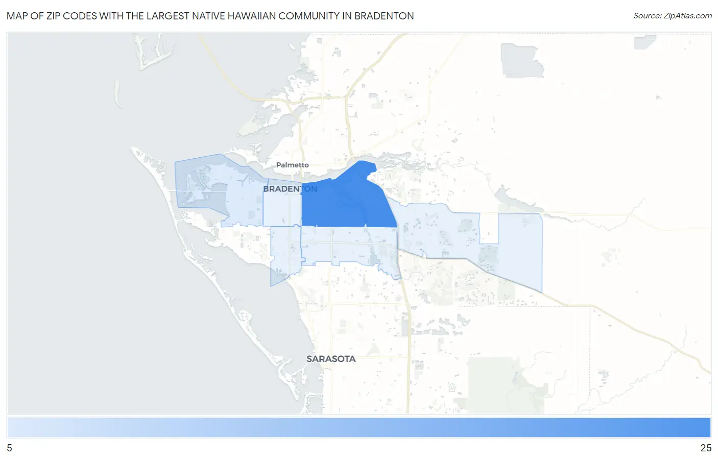 Zip Codes with the Largest Native Hawaiian Community in Bradenton Map