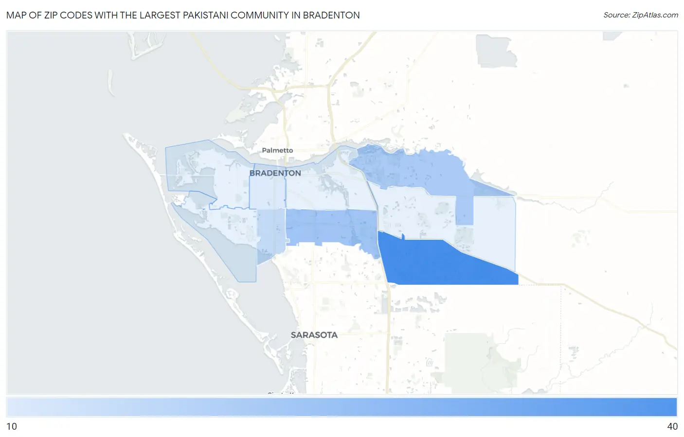 Zip Codes with the Largest Pakistani Community in Bradenton Map