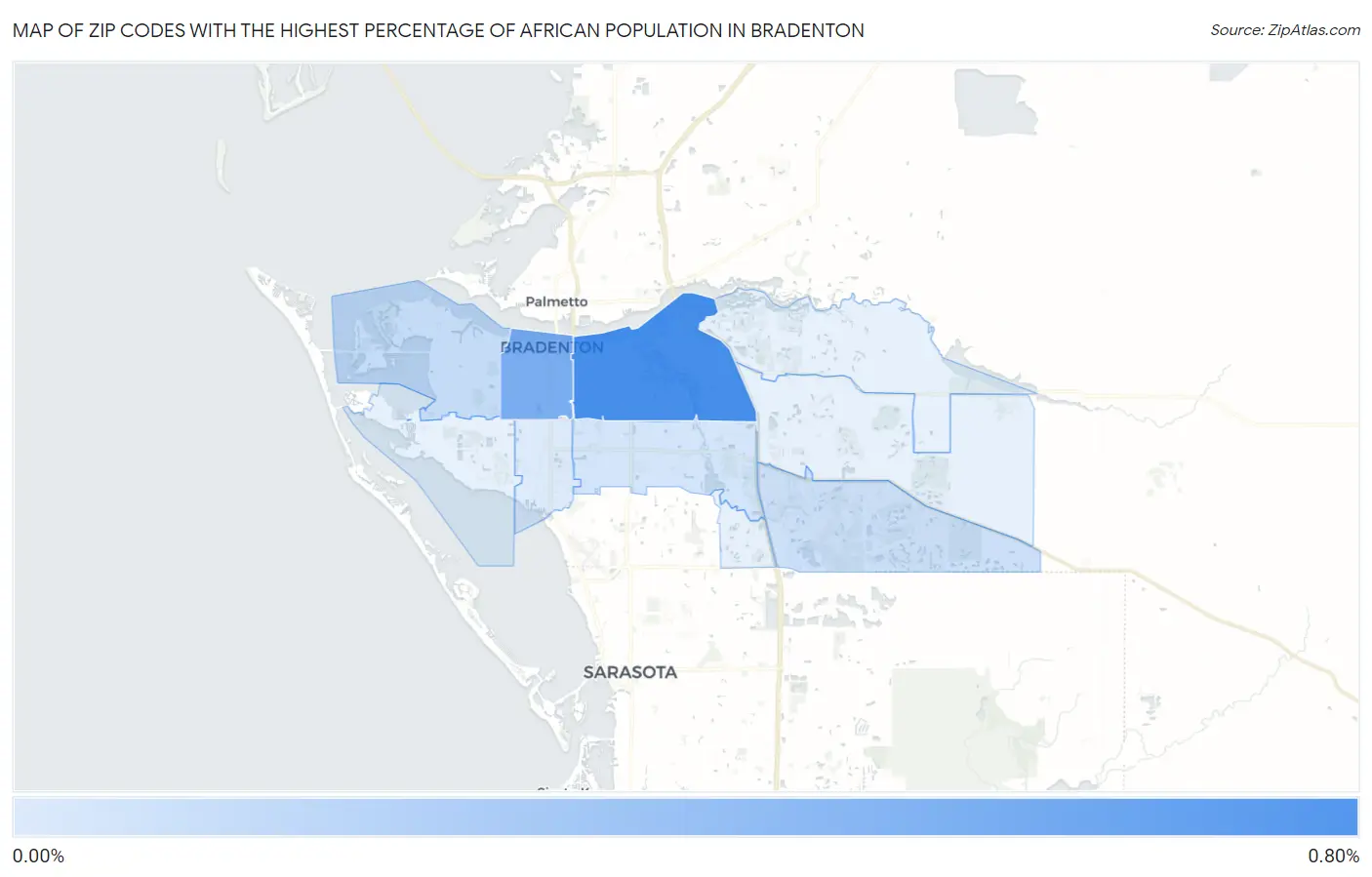 Zip Codes with the Highest Percentage of African Population in Bradenton Map