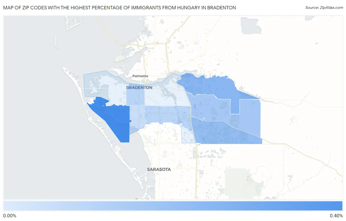 Zip Codes with the Highest Percentage of Immigrants from Hungary in Bradenton Map