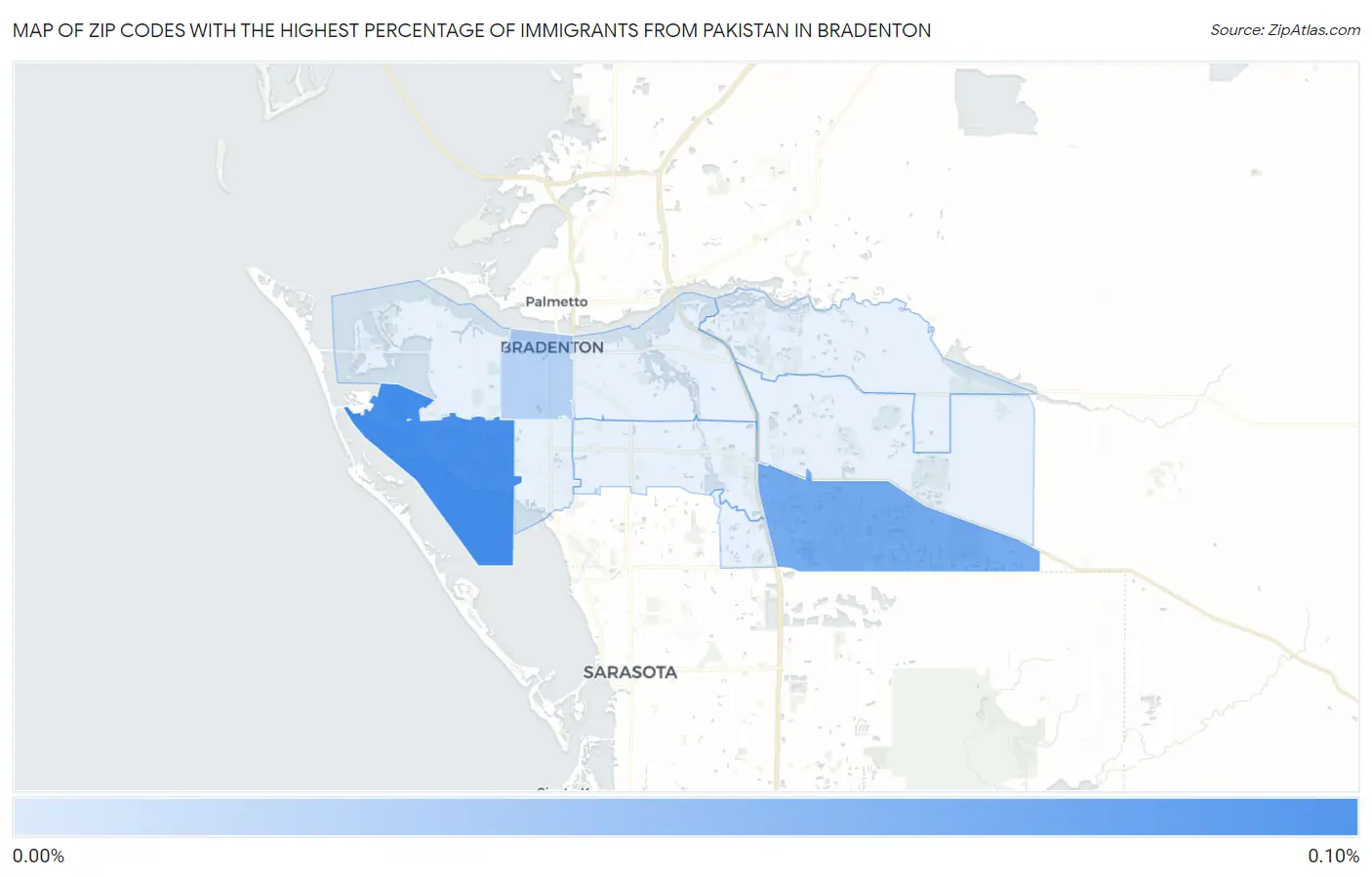 Zip Codes with the Highest Percentage of Immigrants from Pakistan in Bradenton Map