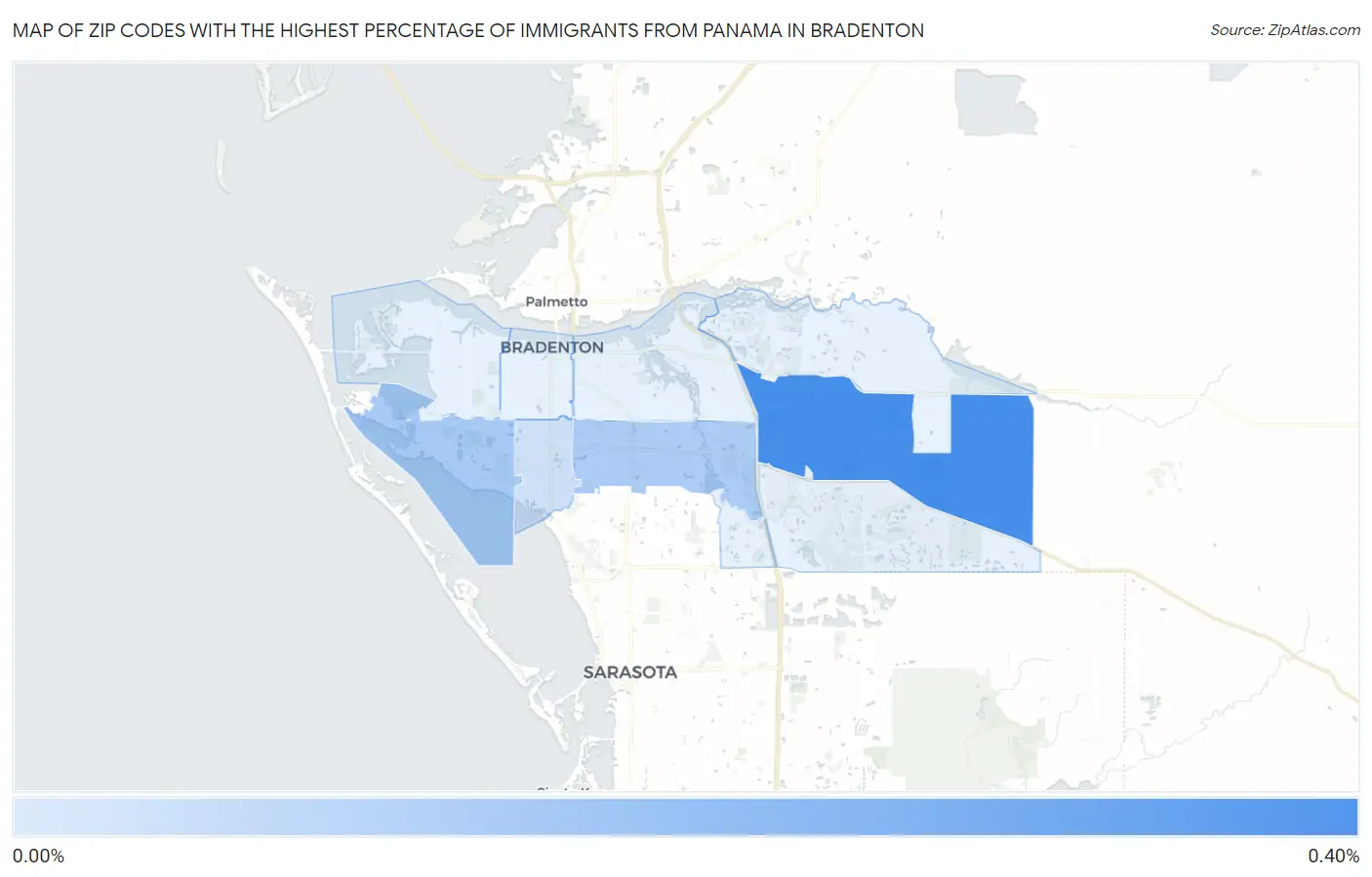 Zip Codes with the Highest Percentage of Immigrants from Panama in Bradenton Map