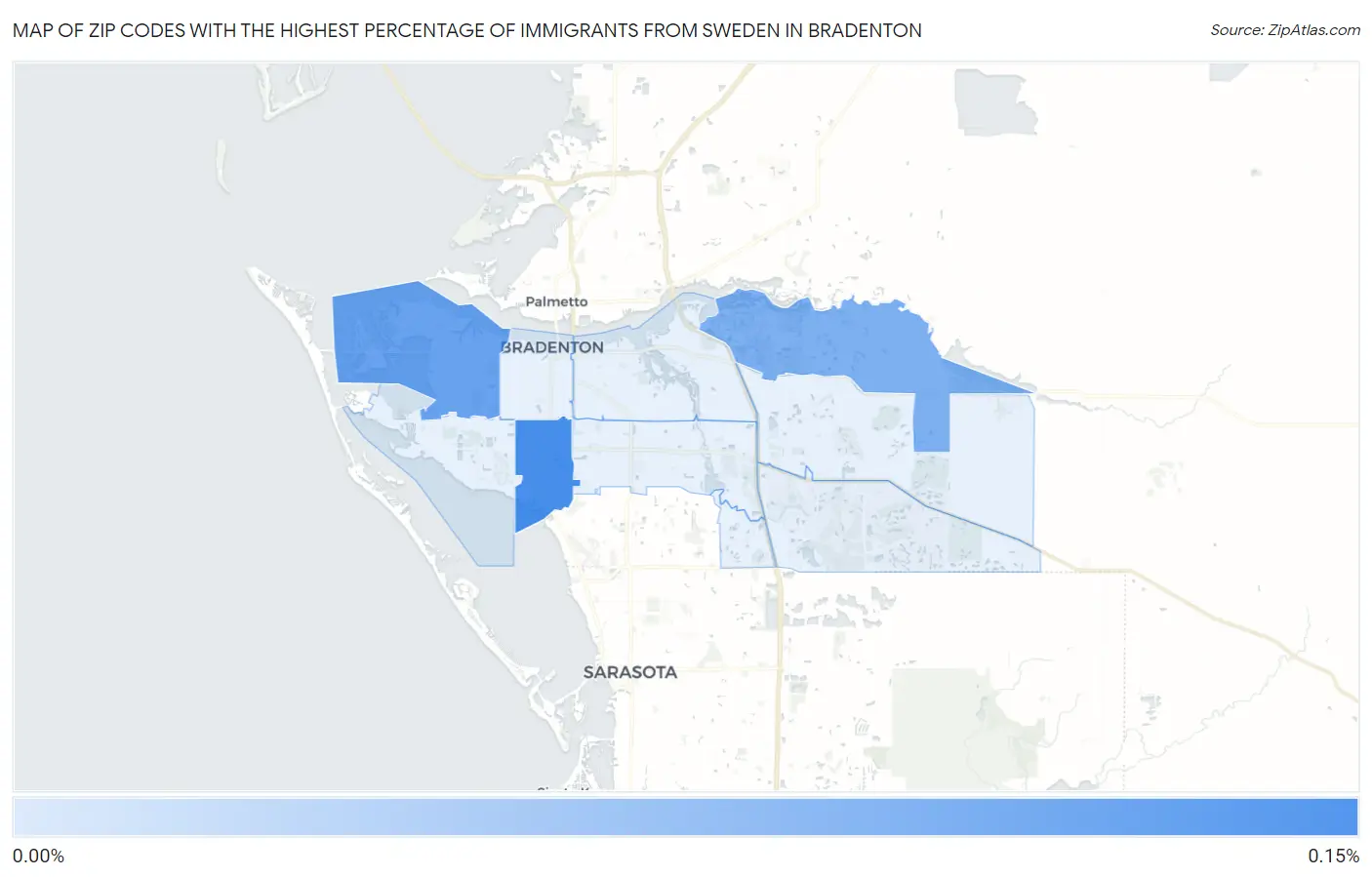 Zip Codes with the Highest Percentage of Immigrants from Sweden in Bradenton Map