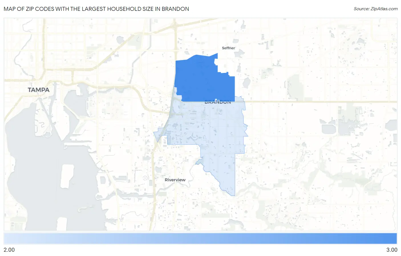 Zip Codes with the Largest Household Size in Brandon Map
