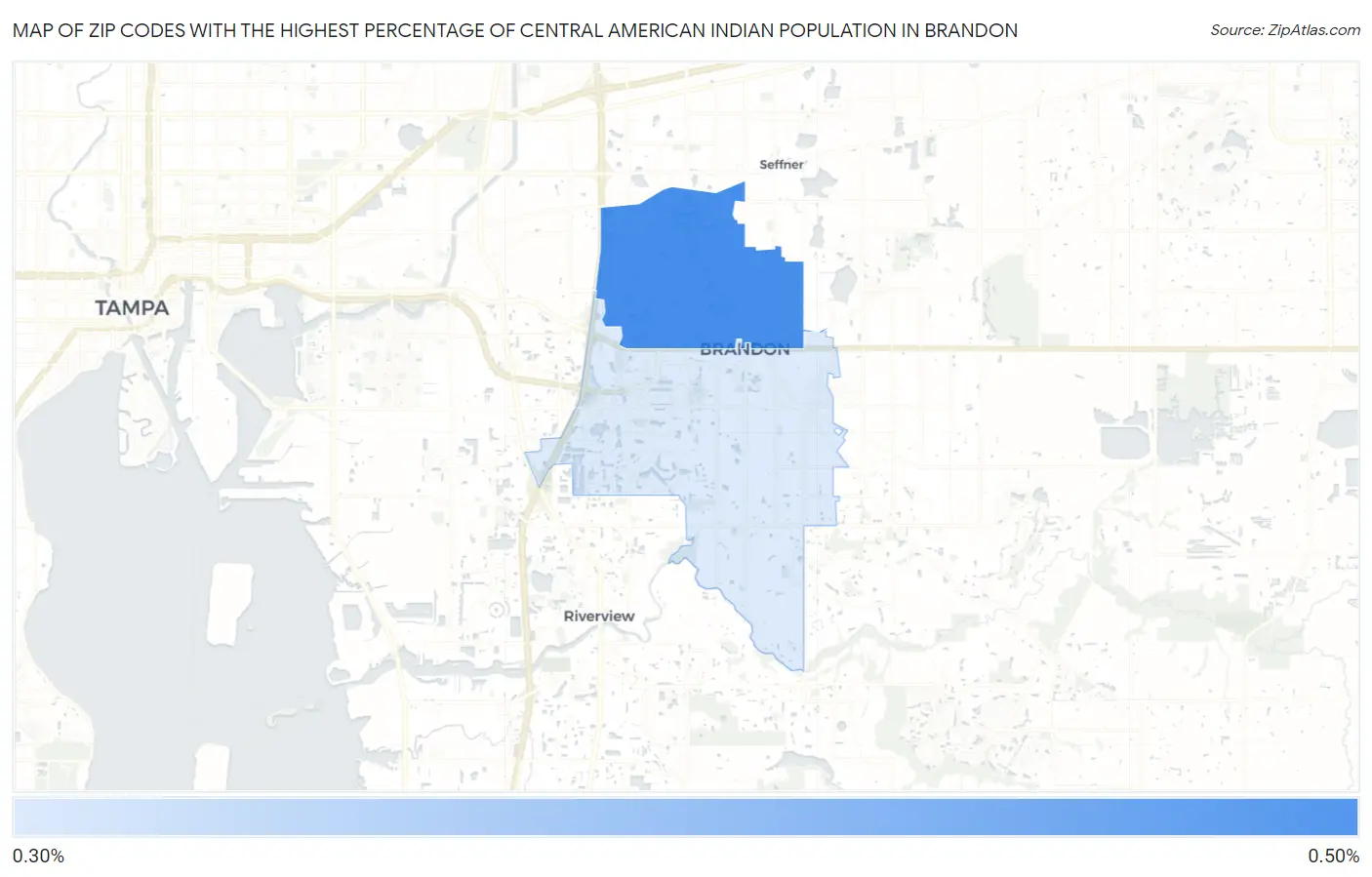 Zip Codes with the Highest Percentage of Central American Indian Population in Brandon Map