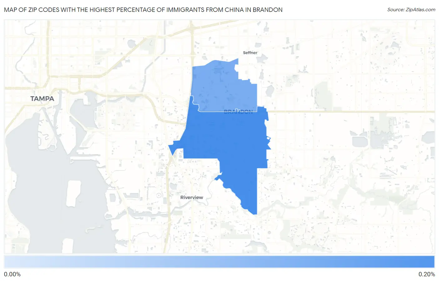 Zip Codes with the Highest Percentage of Immigrants from China in Brandon Map