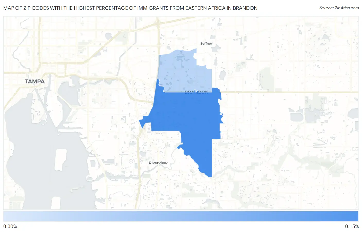 Zip Codes with the Highest Percentage of Immigrants from Eastern Africa in Brandon Map