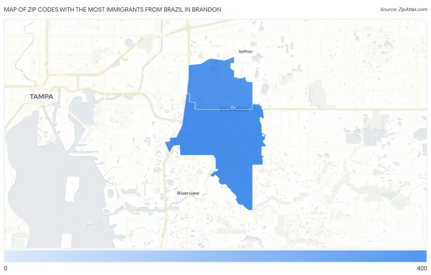 Zip Codes with the Most Immigrants from Brazil in Brandon Map