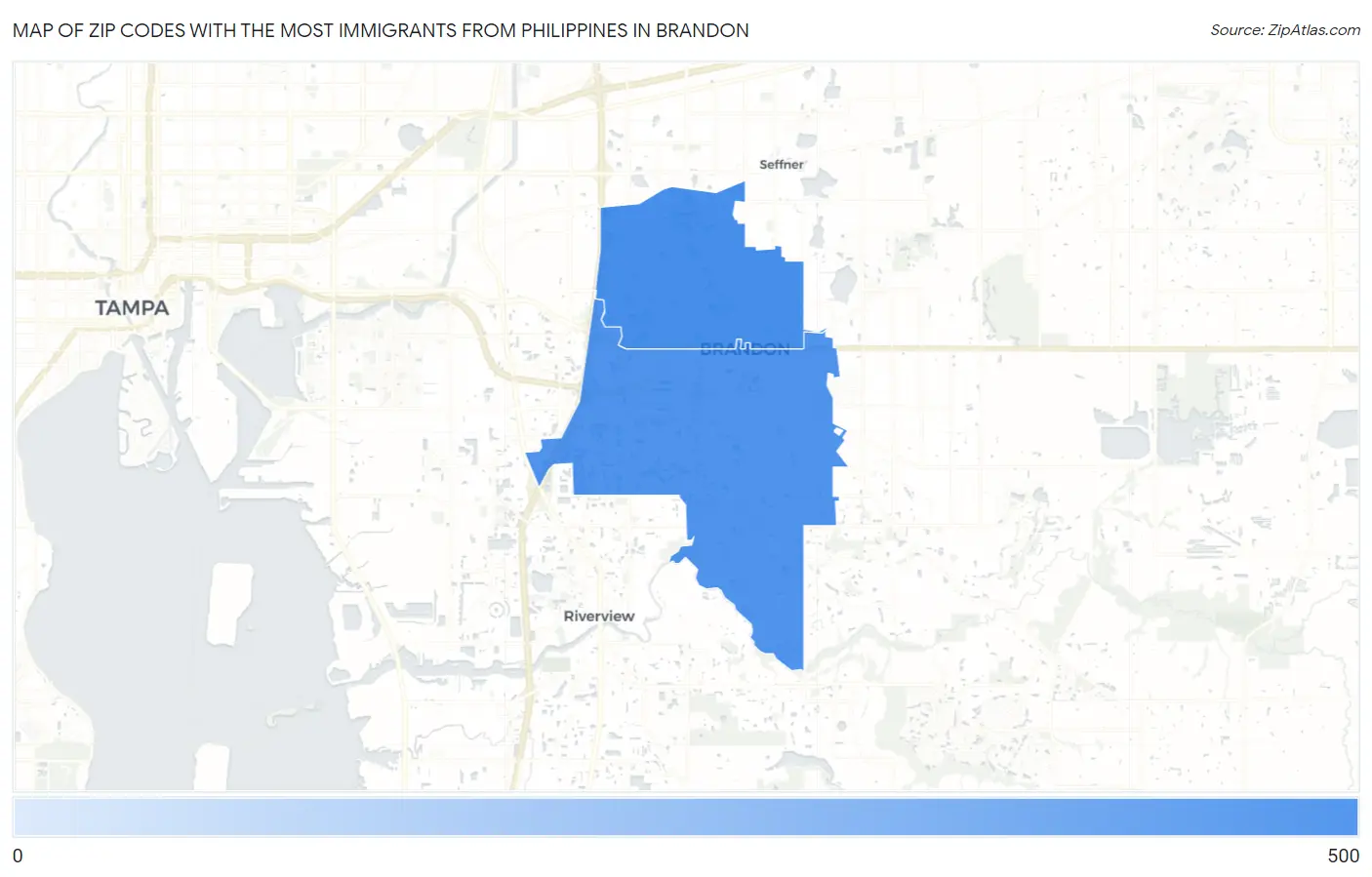 Zip Codes with the Most Immigrants from Philippines in Brandon Map