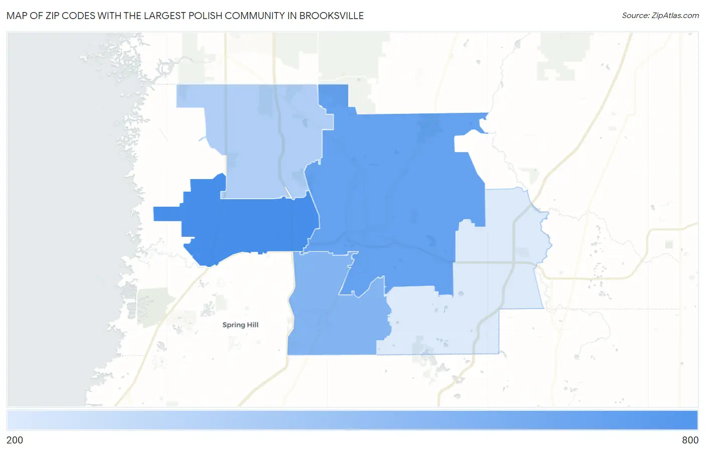 Zip Codes with the Largest Polish Community in Brooksville Map