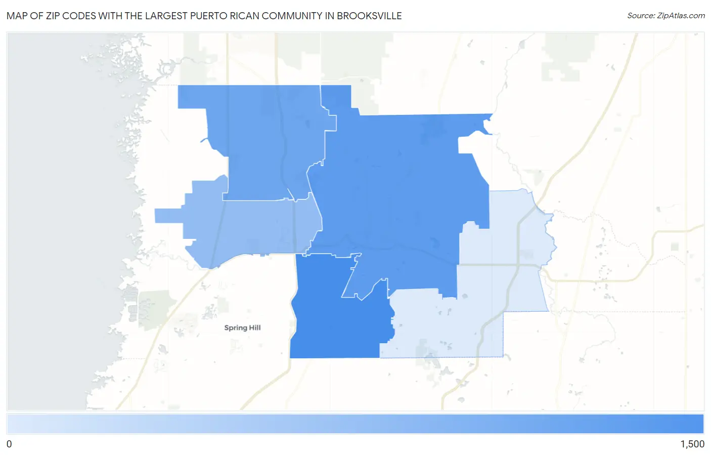 Zip Codes with the Largest Puerto Rican Community in Brooksville Map