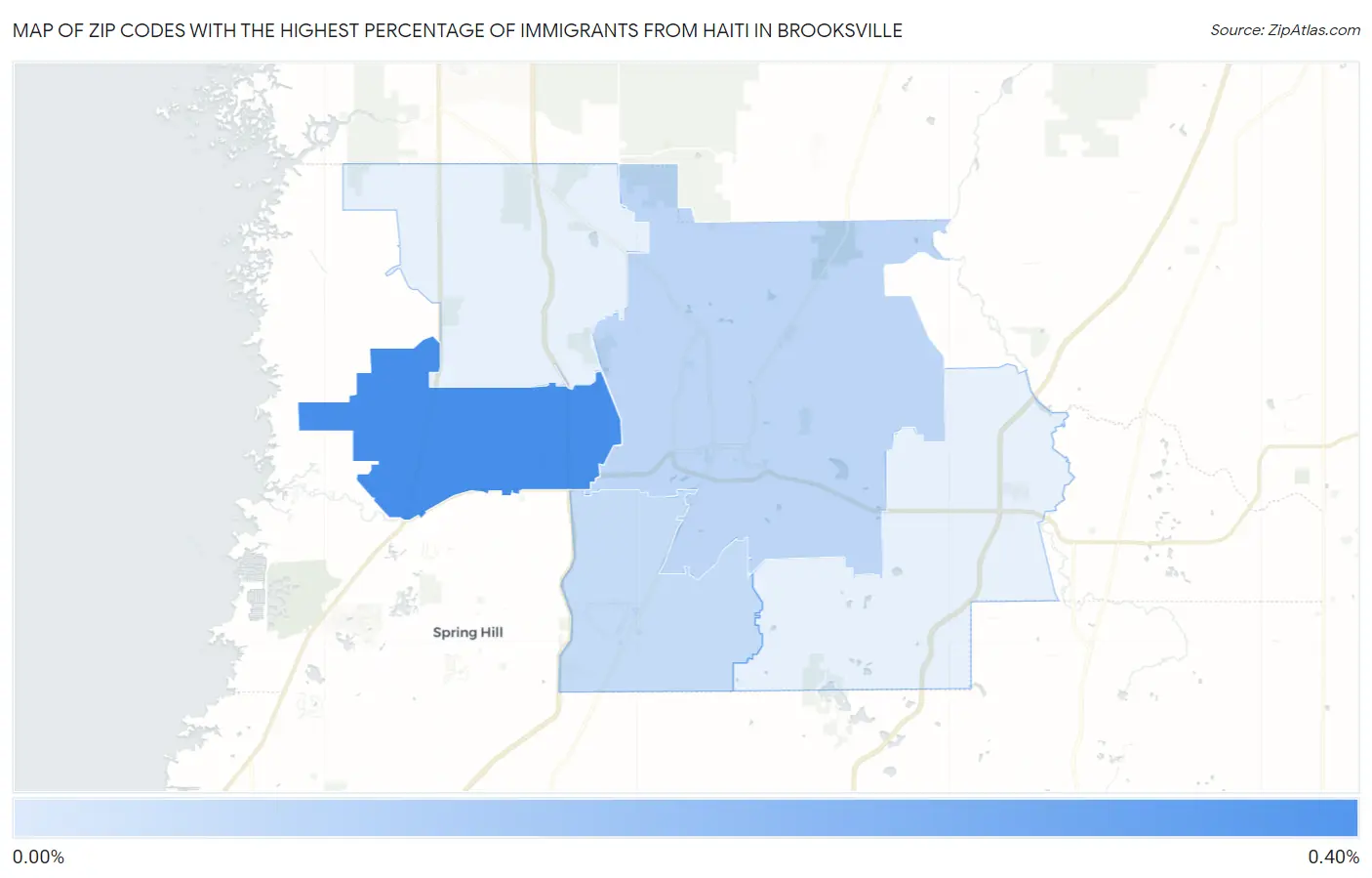 Zip Codes with the Highest Percentage of Immigrants from Haiti in Brooksville Map