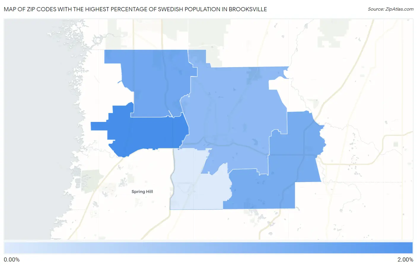 Zip Codes with the Highest Percentage of Swedish Population in Brooksville Map