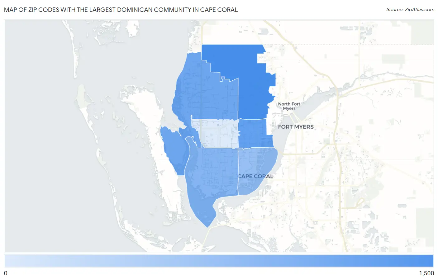 Zip Codes with the Largest Dominican Community in Cape Coral Map
