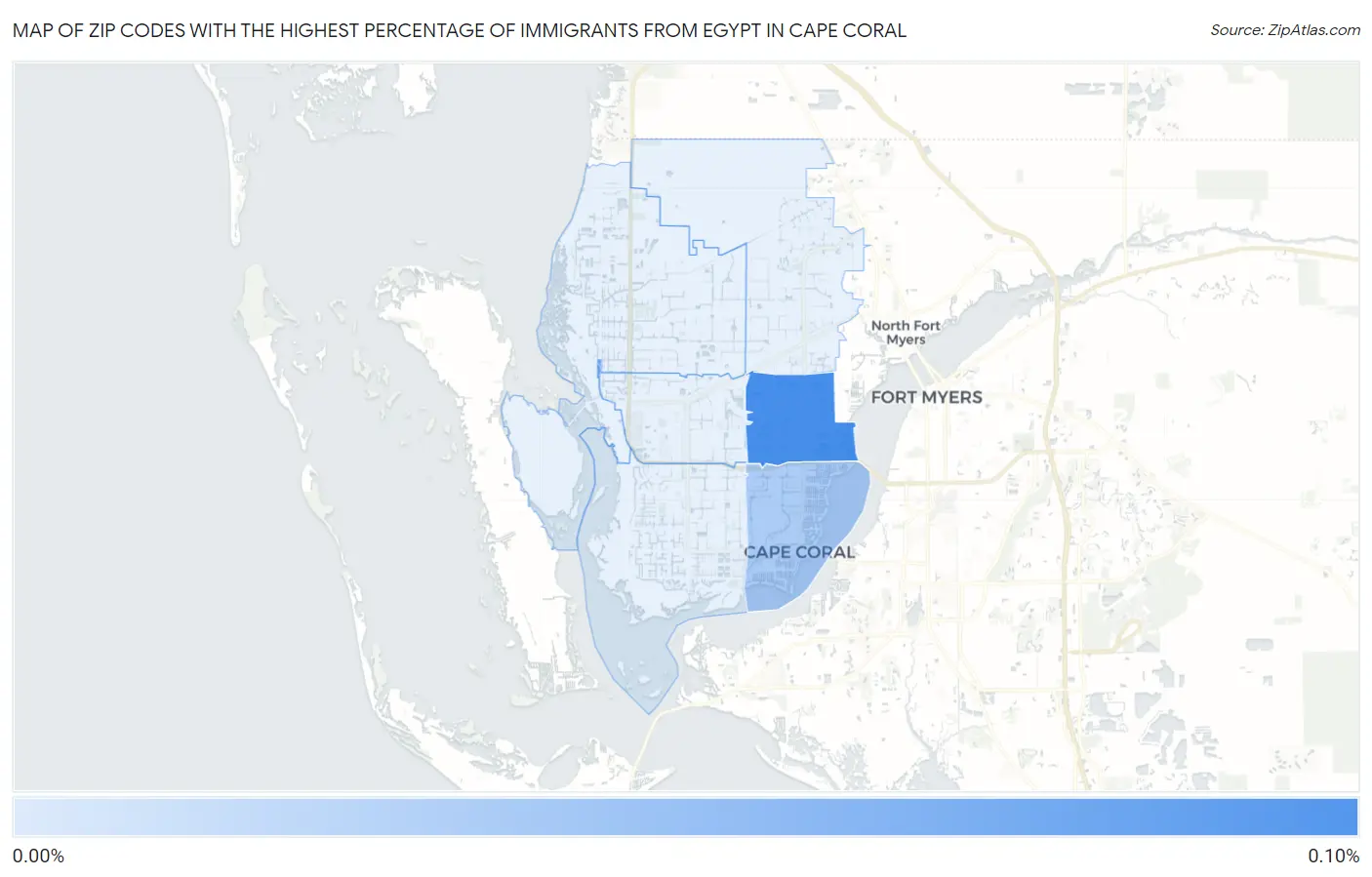 Zip Codes with the Highest Percentage of Immigrants from Egypt in Cape Coral Map