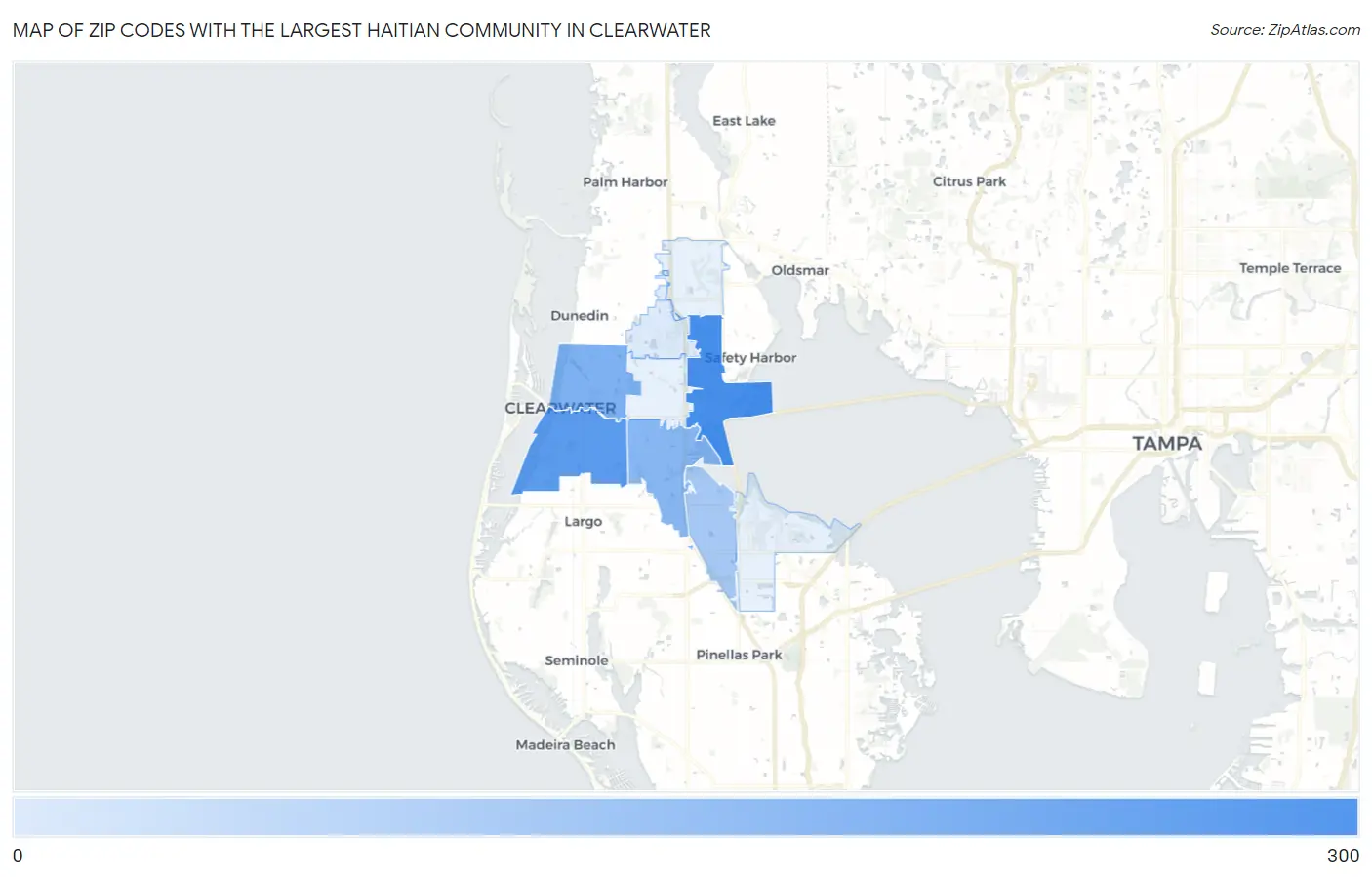 Zip Codes with the Largest Haitian Community in Clearwater Map