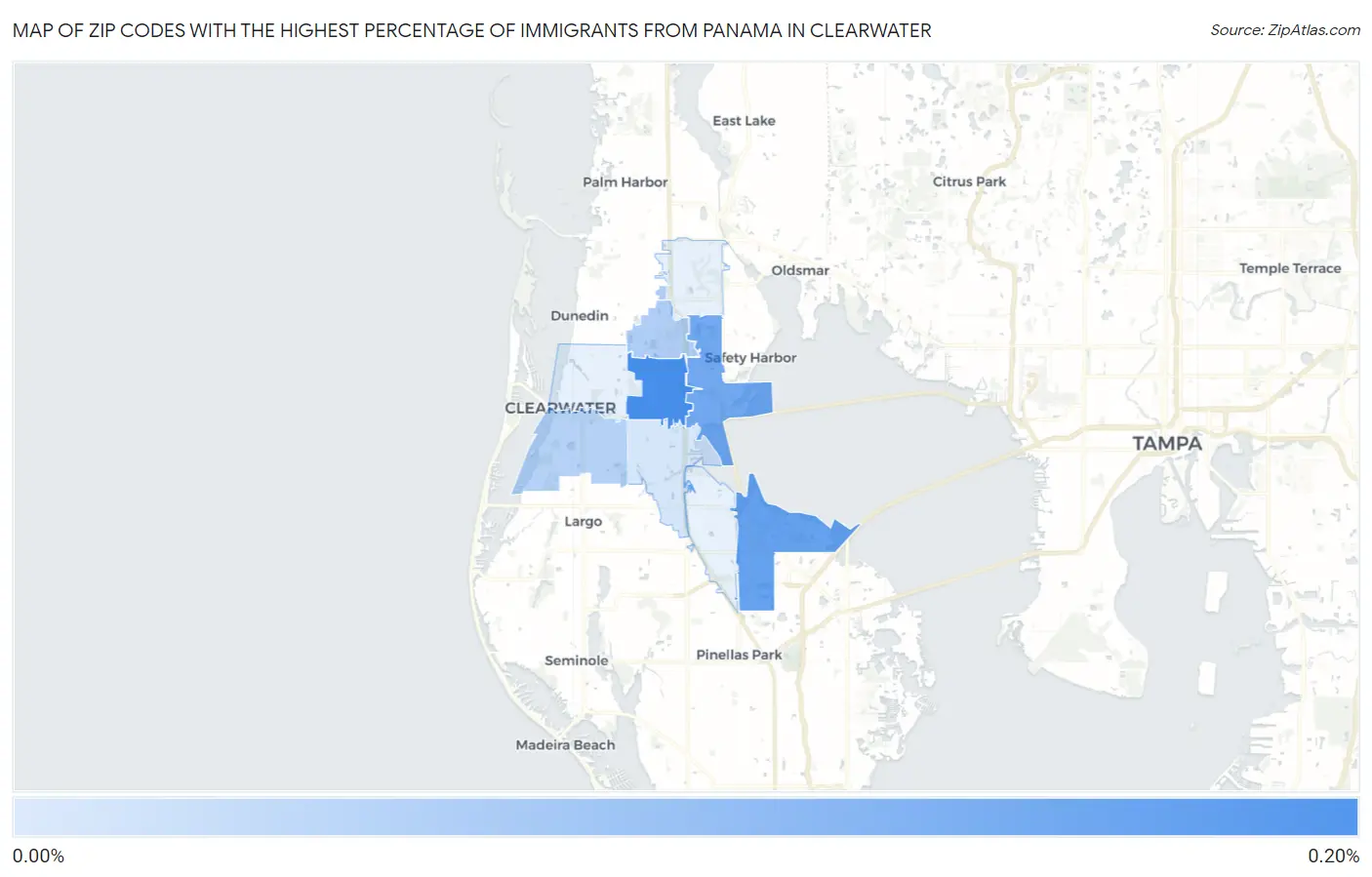 Zip Codes with the Highest Percentage of Immigrants from Panama in Clearwater Map