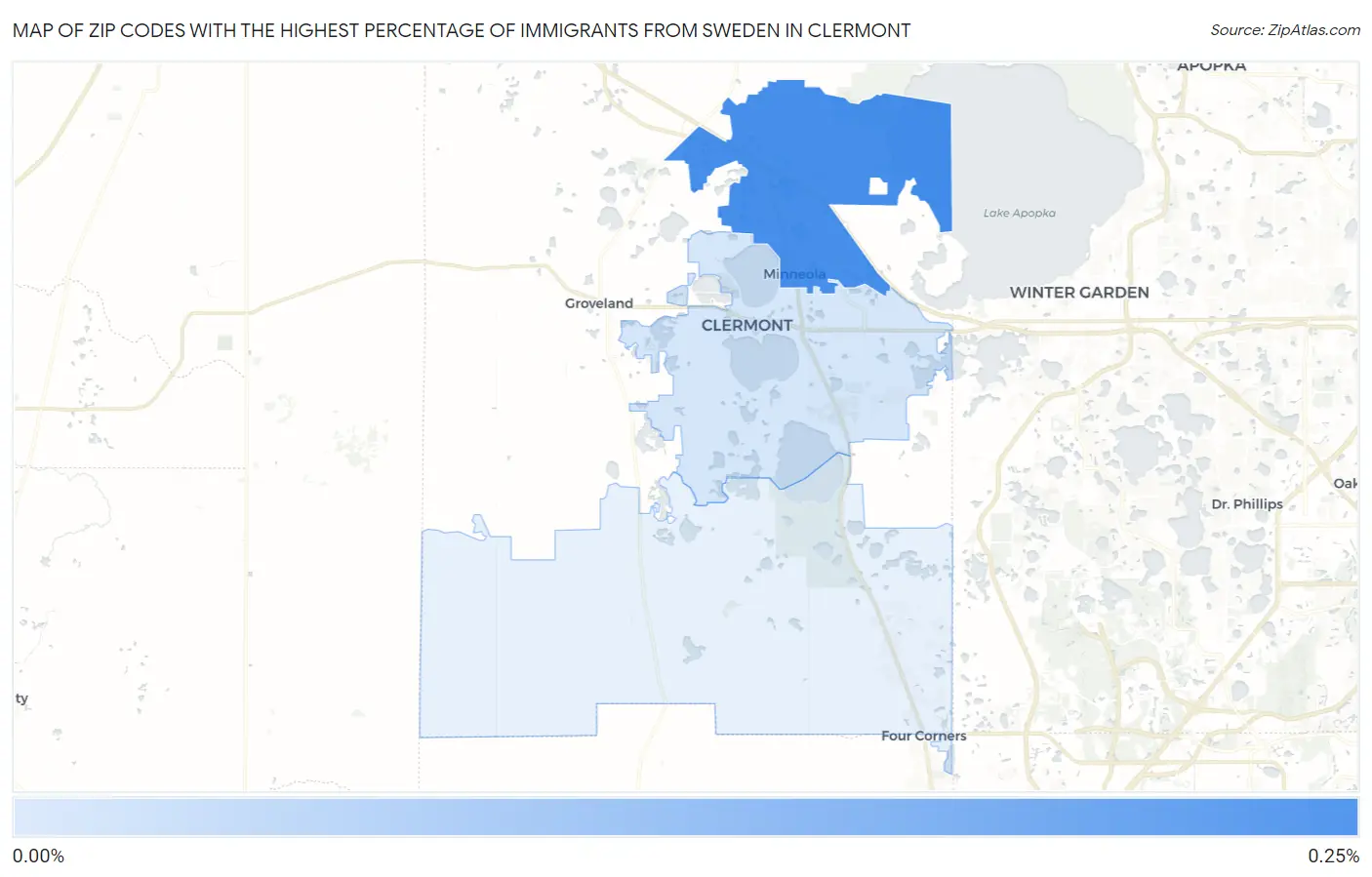 Zip Codes with the Highest Percentage of Immigrants from Sweden in Clermont Map