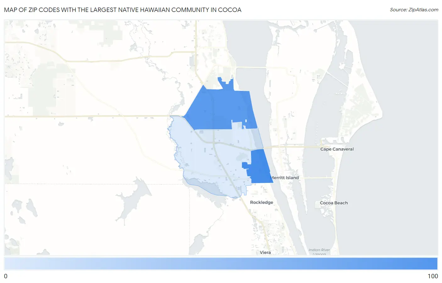 Zip Codes with the Largest Native Hawaiian Community in Cocoa Map